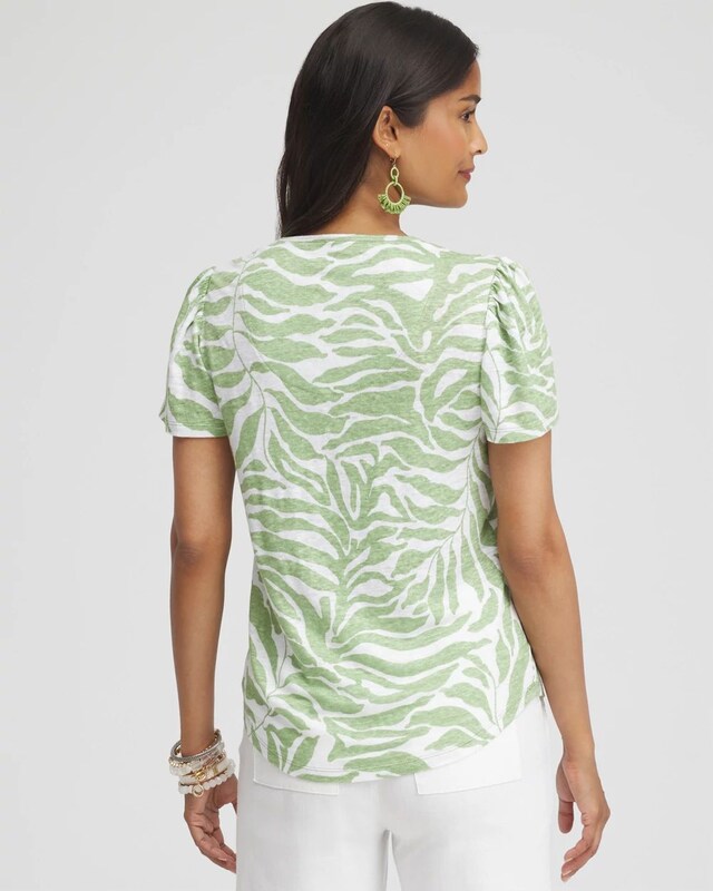 Leaves Linen Flutter Sleeve Tee - image 3